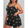imageSOLY HUX Womens Plus Size Pajama Set Cute Cartoon Print Sleepwear Cami Top and Shorts LoungewearBlack Heart