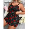 imageSOLY HUX Womens Plus Size Pajama Set Cute Cartoon Print Sleepwear Cami Top and Shorts LoungewearBlack Lips