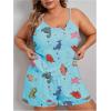 imageSOLY HUX Womens Plus Size Pajama Set Cute Cartoon Print Sleepwear Cami Top and Shorts LoungewearBlue Dinosaur