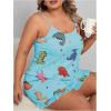 imageSOLY HUX Womens Plus Size Pajama Set Cute Cartoon Print Sleepwear Cami Top and Shorts LoungewearBlue Dinosaur
