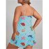 imageSOLY HUX Womens Plus Size Pajama Set Cute Cartoon Print Sleepwear Cami Top and Shorts LoungewearBlue Dinosaur