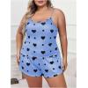 imageSOLY HUX Womens Plus Size Pajama Set Cute Cartoon Print Sleepwear Cami Top and Shorts LoungewearBlue Heart