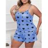 imageSOLY HUX Womens Plus Size Pajama Set Cute Cartoon Print Sleepwear Cami Top and Shorts LoungewearBlue Heart