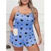 imageSOLY HUX Womens Plus Size Pajama Set Cute Cartoon Print Sleepwear Cami Top and Shorts LoungewearBlue Heart