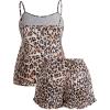 imageSOLY HUX Womens Plus Size Pajama Set Cute Cartoon Print Sleepwear Cami Top and Shorts LoungewearBrown Leopard