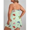 imageSOLY HUX Womens Plus Size Pajama Set Cute Cartoon Print Sleepwear Cami Top and Shorts LoungewearGreen Dinosaur