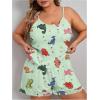 imageSOLY HUX Womens Plus Size Pajama Set Cute Cartoon Print Sleepwear Cami Top and Shorts LoungewearGreen Dinosaur