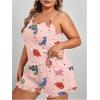 imageSOLY HUX Womens Plus Size Pajama Set Cute Cartoon Print Sleepwear Cami Top and Shorts LoungewearPink Dinosaur