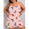 imageSOLY HUX Womens Plus Size Pajama Set Cute Cartoon Print Sleepwear Cami Top and Shorts LoungewearPink Dinosaur