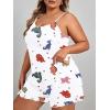 imageSOLY HUX Womens Plus Size Pajama Set Cute Cartoon Print Sleepwear Cami Top and Shorts LoungewearWhite Dinosaur