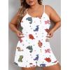 imageSOLY HUX Womens Plus Size Pajama Set Cute Cartoon Print Sleepwear Cami Top and Shorts LoungewearWhite Dinosaur