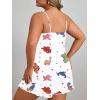 imageSOLY HUX Womens Plus Size Pajama Set Cute Cartoon Print Sleepwear Cami Top and Shorts LoungewearWhite Dinosaur