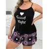 imageSOLY HUX Womens Plus Size Pajama Set Heart Graphic Cami Tops and Plaid Shorts Sleepwear LoungewearBlack Heart