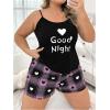 imageSOLY HUX Womens Plus Size Pajama Set Heart Graphic Cami Tops and Plaid Shorts Sleepwear LoungewearBlack Heart