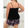 imageSOLY HUX Womens Plus Size Pajama Set Heart Graphic Cami Tops and Plaid Shorts Sleepwear LoungewearBlack Heart