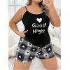 imageSOLY HUX Womens Plus Size Pajama Set Heart Graphic Cami Tops and Plaid Shorts Sleepwear LoungewearBlack Letter