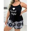 imageSOLY HUX Womens Plus Size Pajama Set Heart Graphic Cami Tops and Plaid Shorts Sleepwear LoungewearBlack Letter