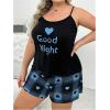 imageSOLY HUX Womens Plus Size Pajama Set Heart Graphic Cami Tops and Plaid Shorts Sleepwear LoungewearBlue Heart