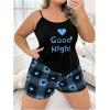 imageSOLY HUX Womens Plus Size Pajama Set Heart Graphic Cami Tops and Plaid Shorts Sleepwear LoungewearBlue Heart