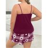 imageSOLY HUX Womens Plus Size Pajama Set Heart Graphic Cami Tops and Plaid Shorts Sleepwear LoungewearRed Violet Heart