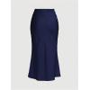 imageSOLY HUX Womens Satin Maxi Skirt Elegant Wrap High Waisted Ruched Fishtail Dressy Casual SkirtsPlain Dark Blue