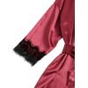 imageSOLY HUX Womens Satin Pajama Set 4pcs Floral Lace Trim Cami Lingerie Sleepwear with RobeBurgundy