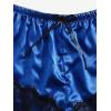imageSOLY HUX Womens Satin Pajama Set 4pcs Floral Lace Trim Cami Lingerie Sleepwear with RobePlain Blue Satin