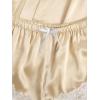 imageSOLY HUX Womens Satin Pajama Set 4pcs Floral Lace Trim Cami Lingerie Sleepwear with RobePlain Champagne Satin