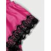 imageSOLY HUX Womens Satin Pajama Set 4pcs Floral Lace Trim Cami Lingerie Sleepwear with RobePure Pink and Black