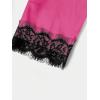 imageSOLY HUX Womens Satin Pajama Set 4pcs Floral Lace Trim Cami Lingerie Sleepwear with RobePure Pink and Black