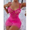 imageSOLY HUX Womens Sexy Heart Mesh See Through Lingerie Babydoll Sleepwear Sleeveless Ruffle Chemise Nightgown with ThongHot Pink Heart