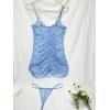 imageSOLY HUX Womens Sexy Heart Mesh See Through Lingerie Babydoll Sleepwear Sleeveless Ruffle Chemise Nightgown with ThongLight Blue