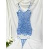 imageSOLY HUX Womens Sexy Heart Mesh See Through Lingerie Babydoll Sleepwear Sleeveless Ruffle Chemise Nightgown with ThongLight Blue