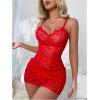 imageSOLY HUX Womens Sexy Heart Mesh See Through Lingerie Babydoll Sleepwear Sleeveless Ruffle Chemise Nightgown with ThongPlain Red