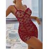 imageSOLY HUX Womens Sexy Heart Mesh See Through Lingerie Babydoll Sleepwear Sleeveless Ruffle Chemise Nightgown with ThongPure Burgundy