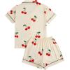 imageSOLY HUX Womens Short Pajamas Set Cute Printed Button Short Sleeve Shirt with Shorts Sleepwear PJs SetApricot Cherry