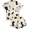 imageSOLY HUX Womens Short Pajamas Set Cute Printed Button Short Sleeve Shirt with Shorts Sleepwear PJs SetApricot Graphic