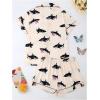 imageSOLY HUX Womens Short Pajamas Set Cute Printed Button Short Sleeve Shirt with Shorts Sleepwear PJs SetApricot Shark