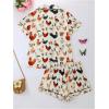 imageSOLY HUX Womens Short Pajamas Set Cute Printed Button Short Sleeve Shirt with Shorts Sleepwear PJs SetBeige Rooster