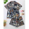 imageSOLY HUX Womens Short Pajamas Set Cute Printed Button Short Sleeve Shirt with Shorts Sleepwear PJs SetGrey Dogs