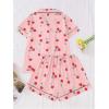 imageSOLY HUX Womens Short Pajamas Set Cute Printed Button Short Sleeve Shirt with Shorts Sleepwear PJs SetPink Cherry