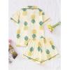 imageSOLY HUX Womens Short Pajamas Set Cute Printed Button Short Sleeve Shirt with Shorts Sleepwear PJs SetYellow Pineapple