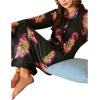imageSOLY HUX Womens Silk Pajama Set Leopard Print Satin Sleepwear Long Sleeve Button Down Shirt and Pants SetsBlack Leopard