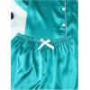 imageSOLY HUX Womens Silk Satin Pajamas Short Sleeve Button Down Sleepwear Loungewear Shorts Set 2 PieceDark Green