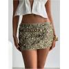 imageSOLY HUX Womens Sparkly Sequin Mini Skirt Low Rise Bodycon Party Club Going Out Skirts with Shorts UnderneathPlain Apricot
