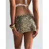 imageSOLY HUX Womens Sparkly Sequin Mini Skirt Low Rise Bodycon Party Club Going Out Skirts with Shorts UnderneathPlain Apricot