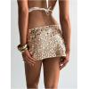 imageSOLY HUX Womens Sparkly Sequin Mini Skirt Low Rise Bodycon Party Club Going Out Skirts with Shorts UnderneathPlain Champagne