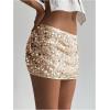 imageSOLY HUX Womens Sparkly Sequin Mini Skirt Low Rise Bodycon Party Club Going Out Skirts with Shorts UnderneathPlain Champagne