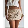 imageSOLY HUX Womens Sparkly Sequin Mini Skirt Low Rise Bodycon Party Club Going Out Skirts with Shorts UnderneathPlain Champagne