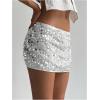 imageSOLY HUX Womens Sparkly Sequin Mini Skirt Low Rise Bodycon Party Club Going Out Skirts with Shorts UnderneathPlain White